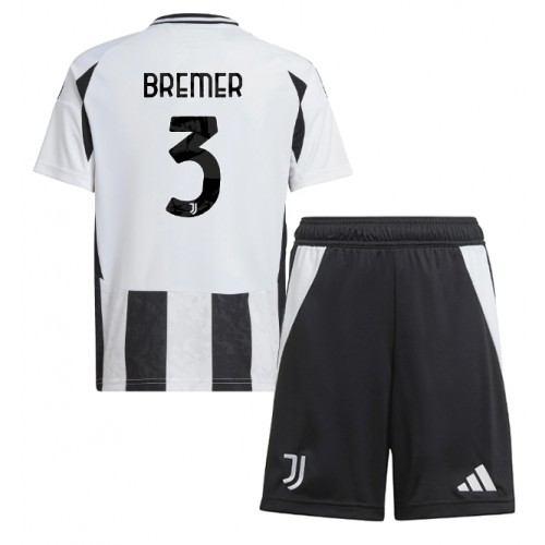 Fotbalové Dres Juventus Gleison Bremer #3 Dětské Domácí 2024-25 Krátký Rukáv (+ trenýrky)